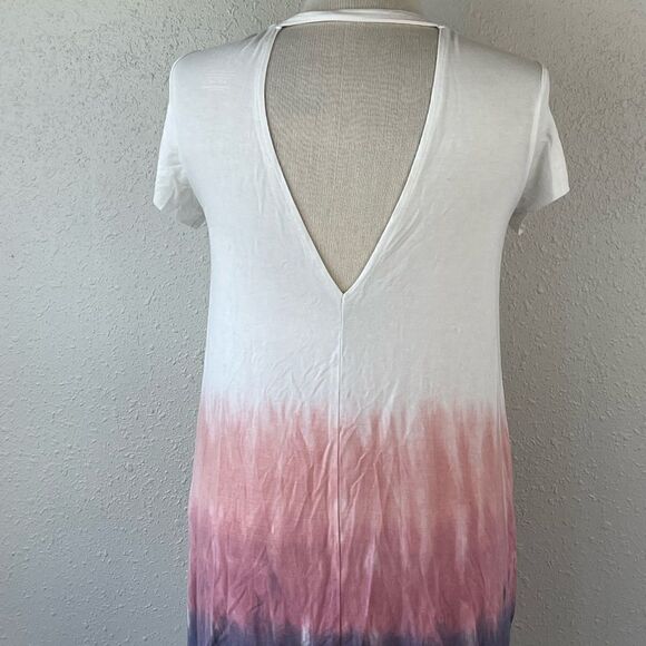 Pre-Owed American Eagle Womens Tie-Dye Snap V-Neck Open Back Short Sleeve Top S - Picture 4 of 5